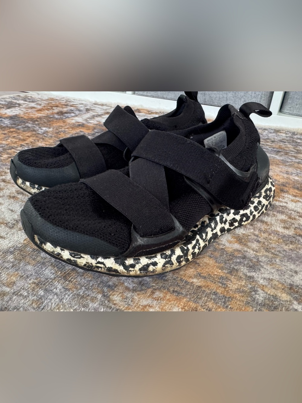Adidas by Stella McCartney Kids Black Knit Sneakers with Leopard-Print Sole